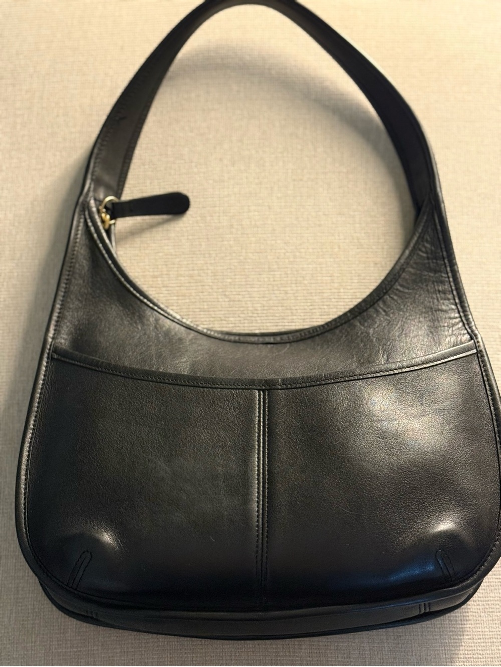 Coach Black Vintage Ergo Pocket Zip Leather Hobo Shoulder Bag 9033